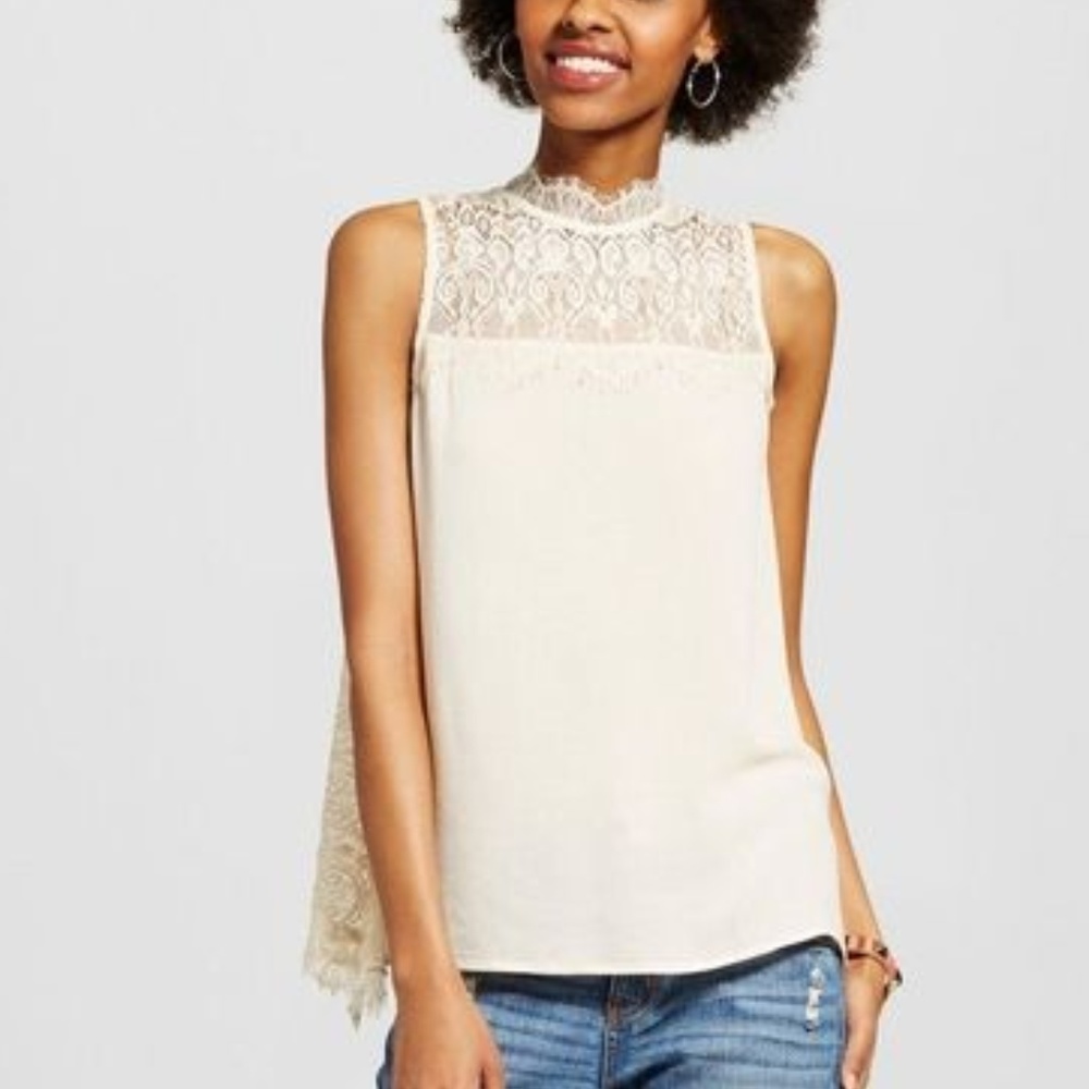 NEW Natural Lace Open-Back Tank Top Blouse [D6] - Picture 8 of 8